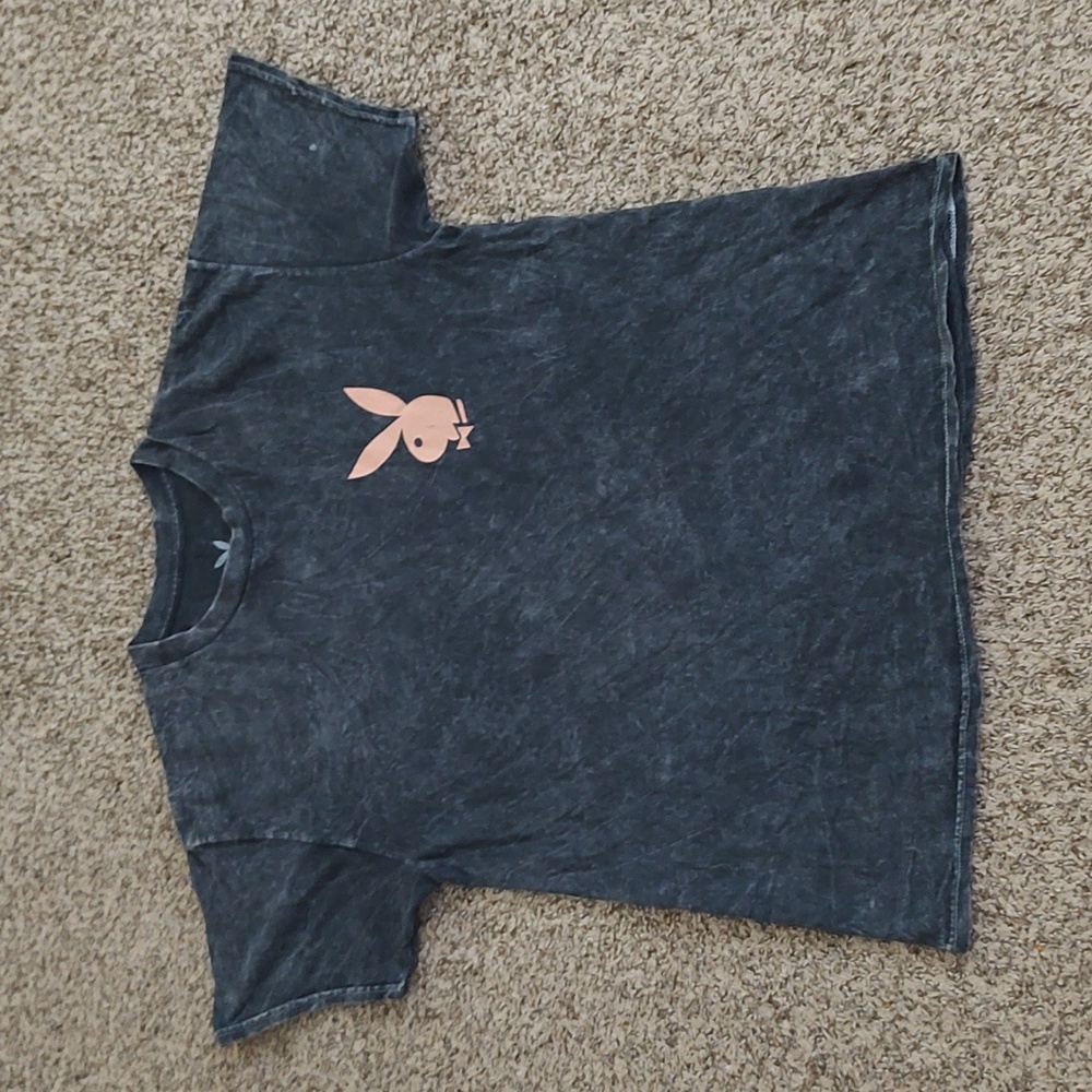 Playboy Acid Wash Black T-shirt Size Large